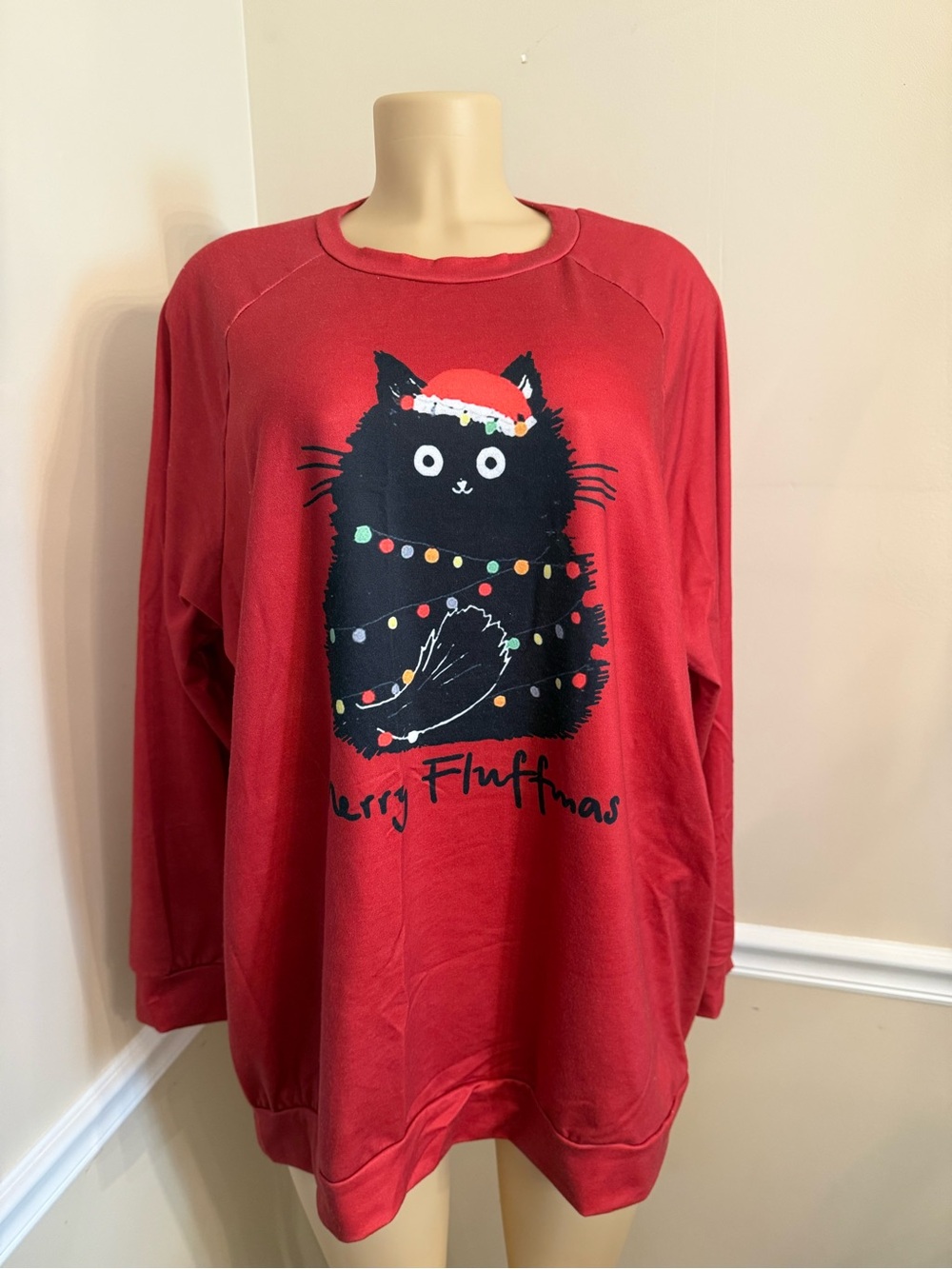 Kohl's Red 'Merry Fluffmas' Cat Graphic Sweatshirt